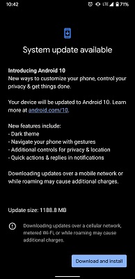 Androidの更新を確認してください