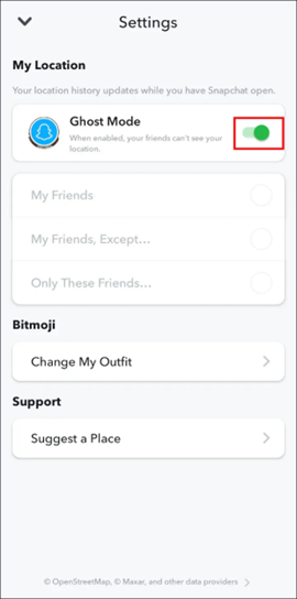 Snapchat Ghost Modeを使用します