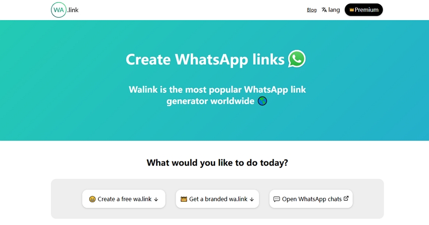 WAリンクWebサイトからWhatsAppリンクを作成します