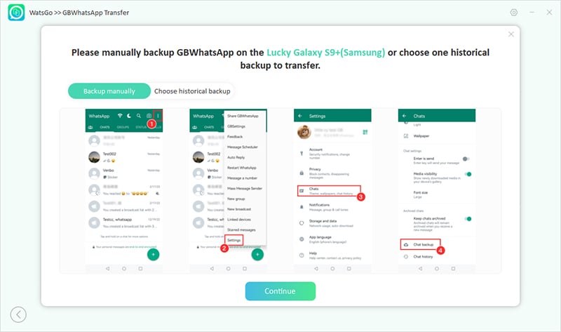 Watsgo Guide -Device上のGbWhatsAppをバックアップします