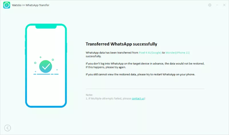WhatsAppの成功を転送します