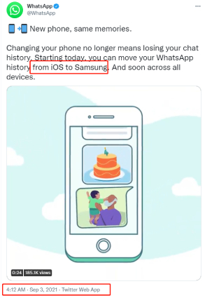 iPhoneからSamsungへのWhatsApp転送